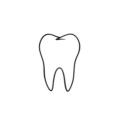 Simple line sketch of a tooth in a minimalist style  