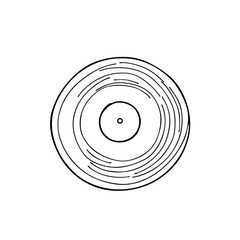 Simple line sketch of vinyl record in black and white  