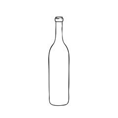 Simple line sketch of a wine bottle drawn in black ink  