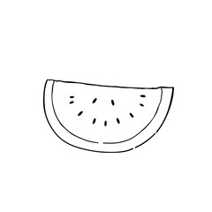 Simple line sketch of a watermelon slice  