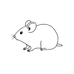 Simple line sketch of a mouse in profile view  
