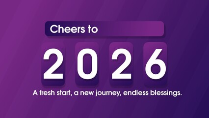 Happy new year 2026 background, elegant purple , greeting card design, premium festive art,