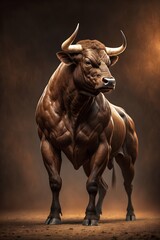 Dominant Brown Bull &ndash; Muscular Power on Warm Gradient Background