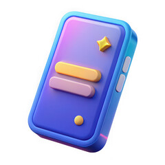 Stylized 3d smartphone with ui elements isolated on transparent background