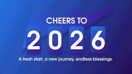 Happy new year 2026 background, blue colour festive design, elegant new year card, premium celebration ,