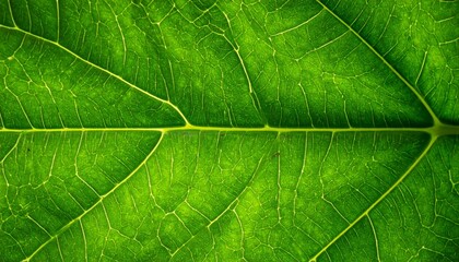 Detailed Macro of a Translucent Green Leaf Revealing Veins and Texture