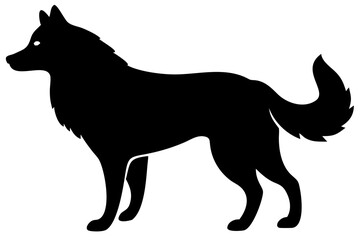 Long Haired Siberian Husky Dog Silhouette animal canine