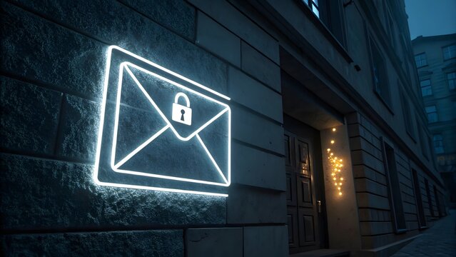 Secured Email Communication, Night Cityscape