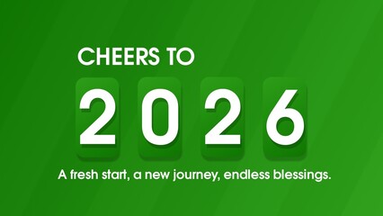 Fototapeta premium Happy new year 2026 background, modern green , celebration greeting card, stylish new year wish,