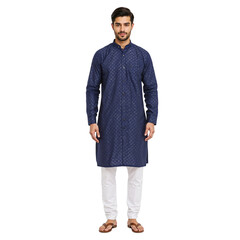 Fototapeta premium Confident young man proudly showcases modern festive attire, exuding cultural elegance and stylish appeal for special occasions.