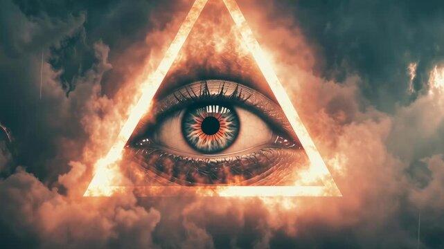 A triangle is drawn over an eye, with the triangle's base being the eye's pupil