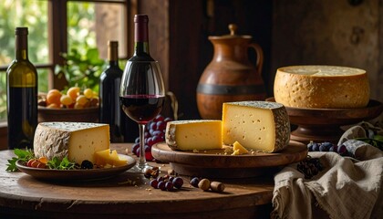Naklejka premium Asiago Can be fresh (Asiago Pressato) or aged (Asiago d’allevo). Aged wheels are firm and perfect for grating.