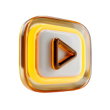 Minimalist High-Quality Detailed 3D play button icon with roun  isolated image, digital asset, ideal for web design and branding, mockup element, UI design, royalty-free