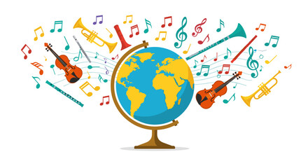 Globe with Music Notes, International Music Day
