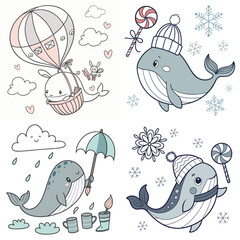 Obraz premium High-Quality whales Illustrations in Various Styles – SVG Bundle