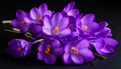 Obraz premium Close-up of vibrant purple crocuses