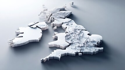 3D Rendered Map Of The United Kingdom And Ireland