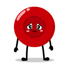 Cute Hand Drawn Sad Gloomy red Blood Cell