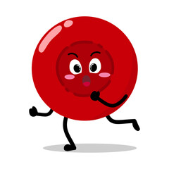 Cute Hand Drawn red Blood Cell Running Jogging
