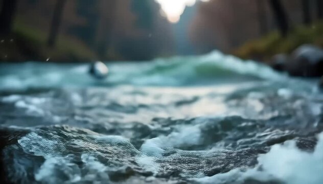 Salmon swimming upstream with force