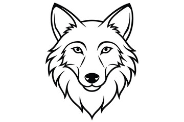 Clean Line Art of a Wolf Face, Simple Minimalistic Style Illustration
