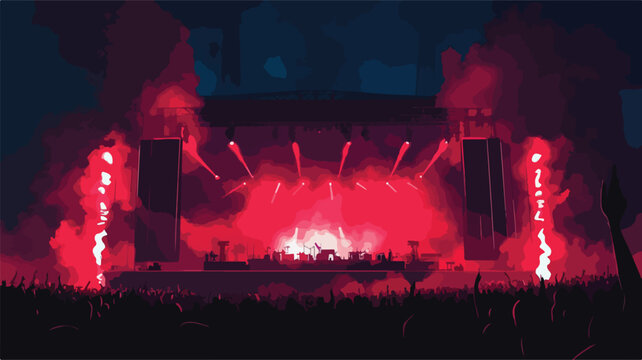 Energetic Concert Stage Lighting with Smoke