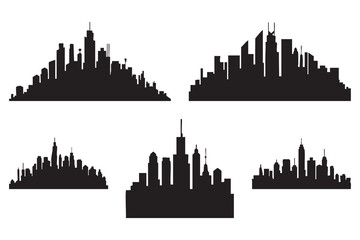 Fototapeta premium Black cityscapes with varied building heights and architectural styles silhouette urban