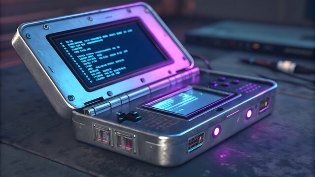 Retrofuturistic Handheld Device - Powered by Adobe