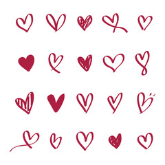Collection of illustrated heart icons
