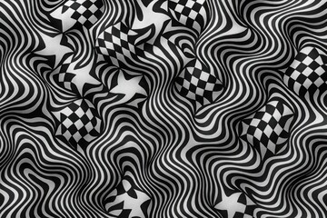 Chaotic wavy stripe pattern with visual distortion for abstract optical background