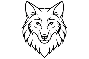 Vector Illustration of a Wolf Head, Black and White Graphic Design Animal
