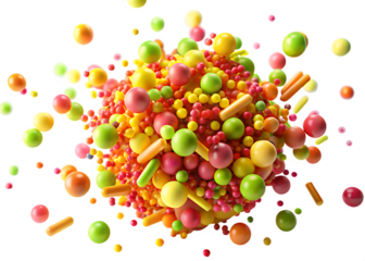 Colorful Spheres and Cylinders Abstract Composition on Transparent Background