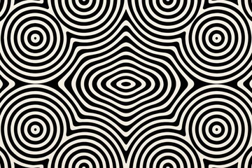 Fototapeta premium Optical concentric ripple pattern tile in black and white for hypnotic design effect