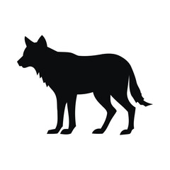 Black and white vector illustration of a wild wolf silhouette, isolated for animal and nature designs