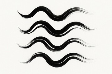 Fototapeta premium Wave Symbol Pack in Minimal Ink Style with Clean Black Curves and Shapes