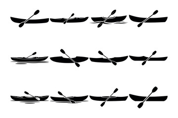 Kayaks with paddles on water canoe sport