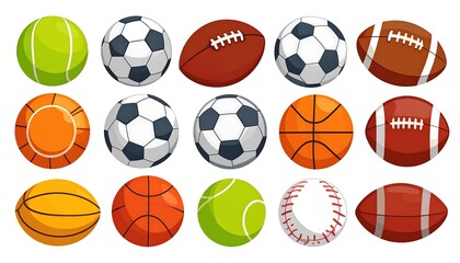 Collection of cartoon sports balls