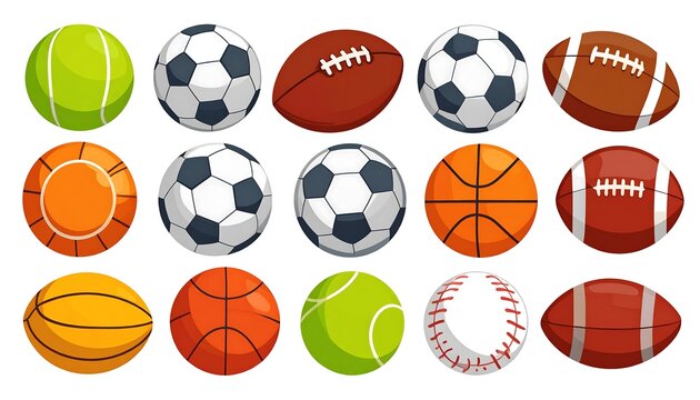 Collection of cartoon sports balls