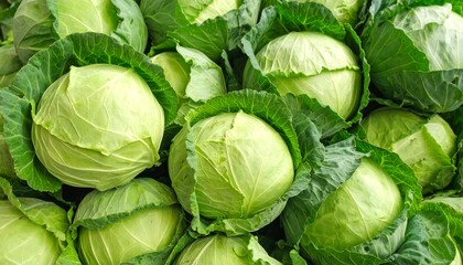 Fototapeta premium Cabbage Hardy and versatile, used in coleslaw, stews, or fermented as sauerkraut. Comes in green, red, and Savoy varieties.