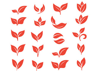 Vector Set of Leaves – Transparent Background Elements for Organic and Eco-Friendly Branding,color changeable