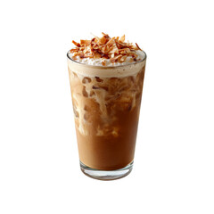 Iced Coconut Coffee Drink with Whipped Cream and Toasted Coconut Flakes