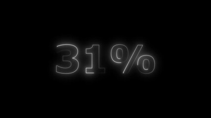 31 Percent Neon Glow Number Symbol Countdown Timer Element Black Background