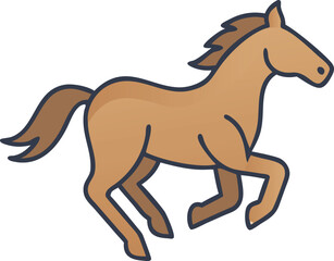 Flat Style Illustration of a Running Horse in Dynamic Motion