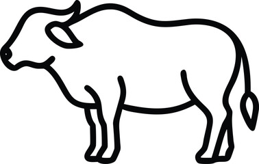 Indian Bison Outline Illustration in Minimal Line Art Style