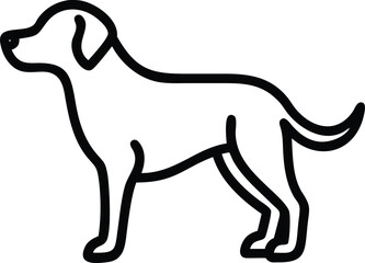 Minimalist Dog Outline Illustration Isolated on White Background