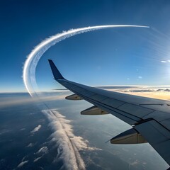 Obraz premium Airplane Wing View from Airplane Window