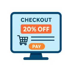 E commerce Desktop Checkout Page Design with a 20 Percent Off Label on a Clean White Background