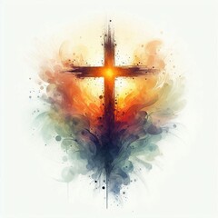 Cloudy Cross Touching Heaven. AI generated illustration