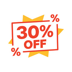 Eye Catching Rectangle Sale Banner with 30 Percent Off Text and Playful Yellow Accents on a Clean White Background