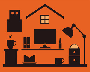 Home Office Silhouette | Remote Work Home Office Setup Silhouette
